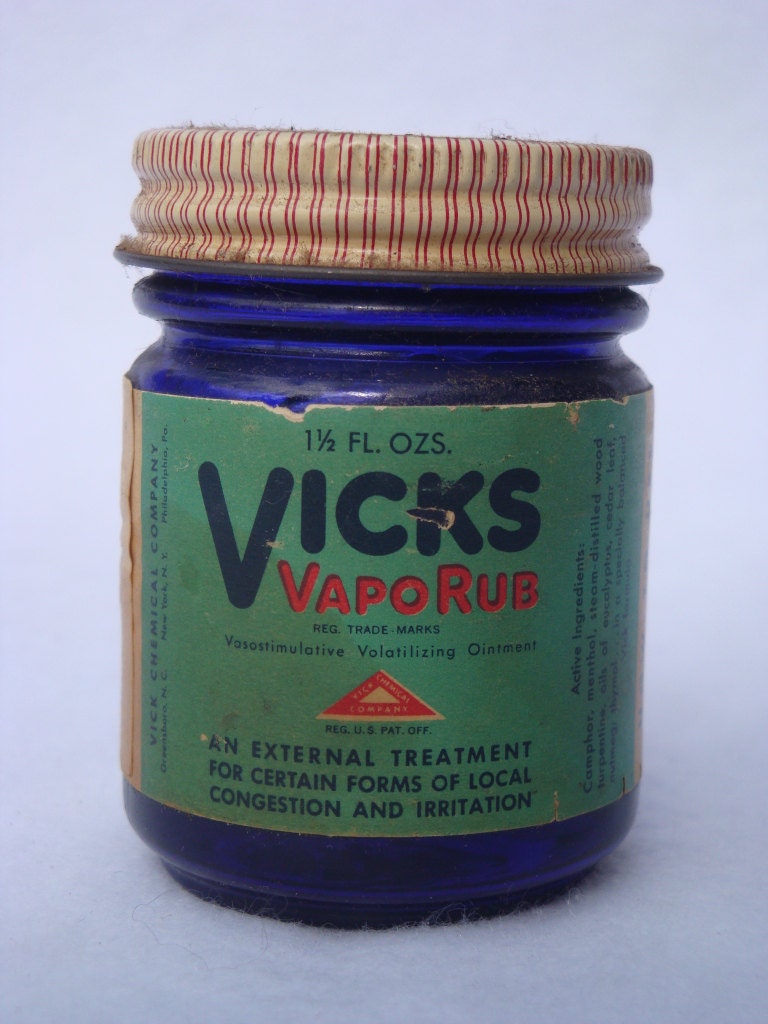 Vintage Vicks VapoRub Cobalt Jar w/ Label & Lid by JSsJunk on Etsy