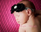 Black and Zebra Print Headband..Toddler Zebra Print Headband..Animal Print..Baby headband..Black Chiffon Flower Headband