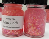 Battery Acid "batteries not included" Nail Polish Lacquer Pink Red Matte Glitter