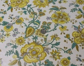 1960's Vintage Wallpaper Teal and Yellow Floral Chintz