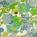 1970's Vintage Wallpaper Retro Aqua Blue and Yellow Floral