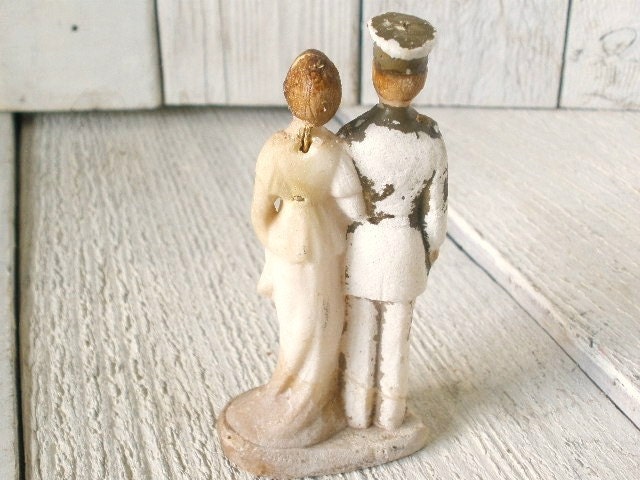 Wedding cake topper vintage bride soldier