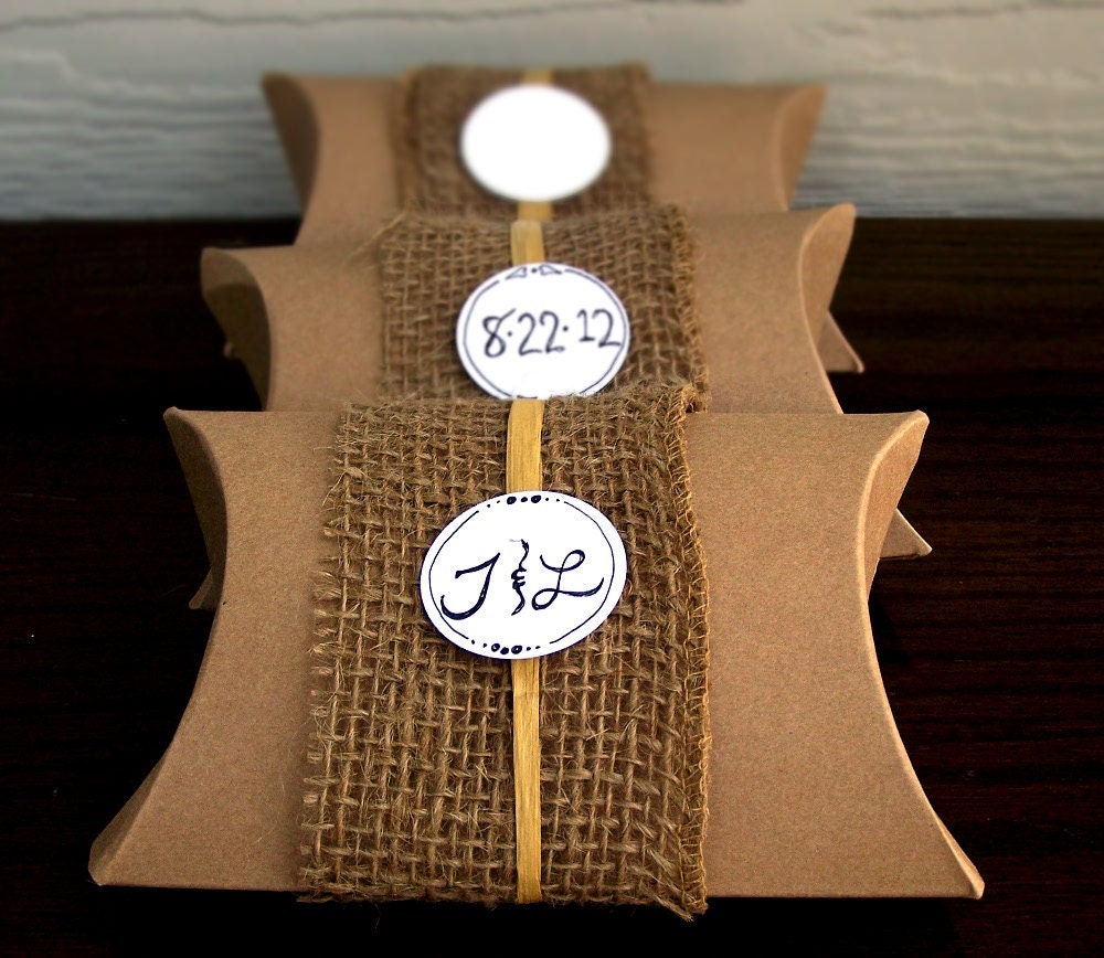 Burlap Pillow Boxes -25-Rustic Wedding Decor -Wedding Party Favor -DIY Kit -You Personalize -Country Wedding -Fall Wedding