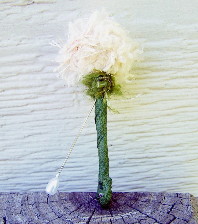 1 Dandelion Boutonniere -Rustic Wedding Decor -Shabby Chic Decor -Woodland Wedding Decor