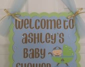 Baby Shower - Welcome Sign - Baby Boy - Light Blue and Light Green Il_170x135