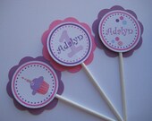 Cupcake Toppers- Baby's First Birthday - Sweet Little Cupcake Girl- Pink and Lavender Il_170x135