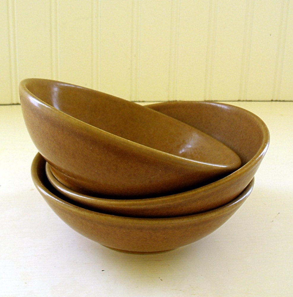 Langley Honey Brown Bowls - Vintage Stoneware - Made in England - Set of 3