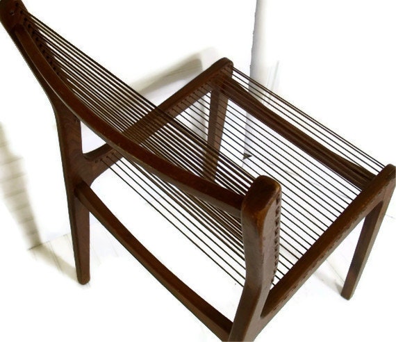 Jacques Guillon Style Cord Chair - Made In Canada - Vintage Mid Century Modern Eames Era Seating