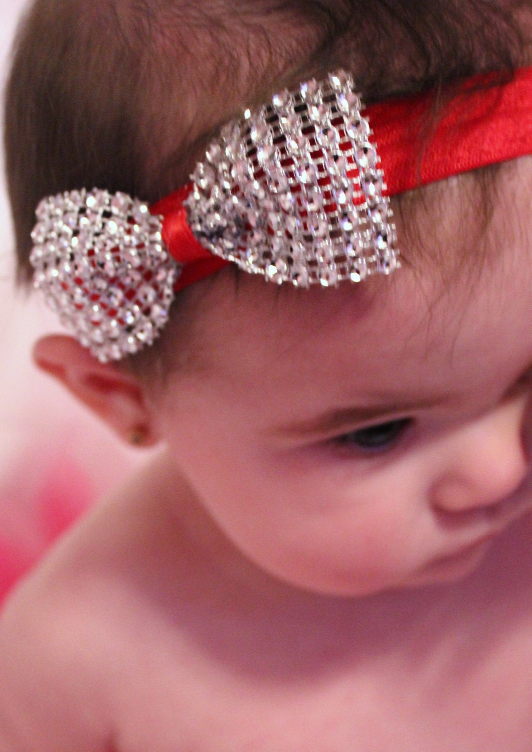 Red Headband with Diamond Bow