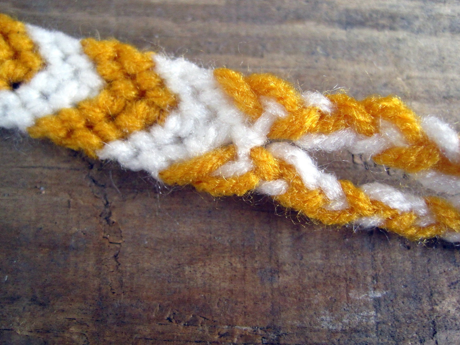 Friendship Bracelet - Summer Solstice - Golden Yellow and White - Chevron Macrame