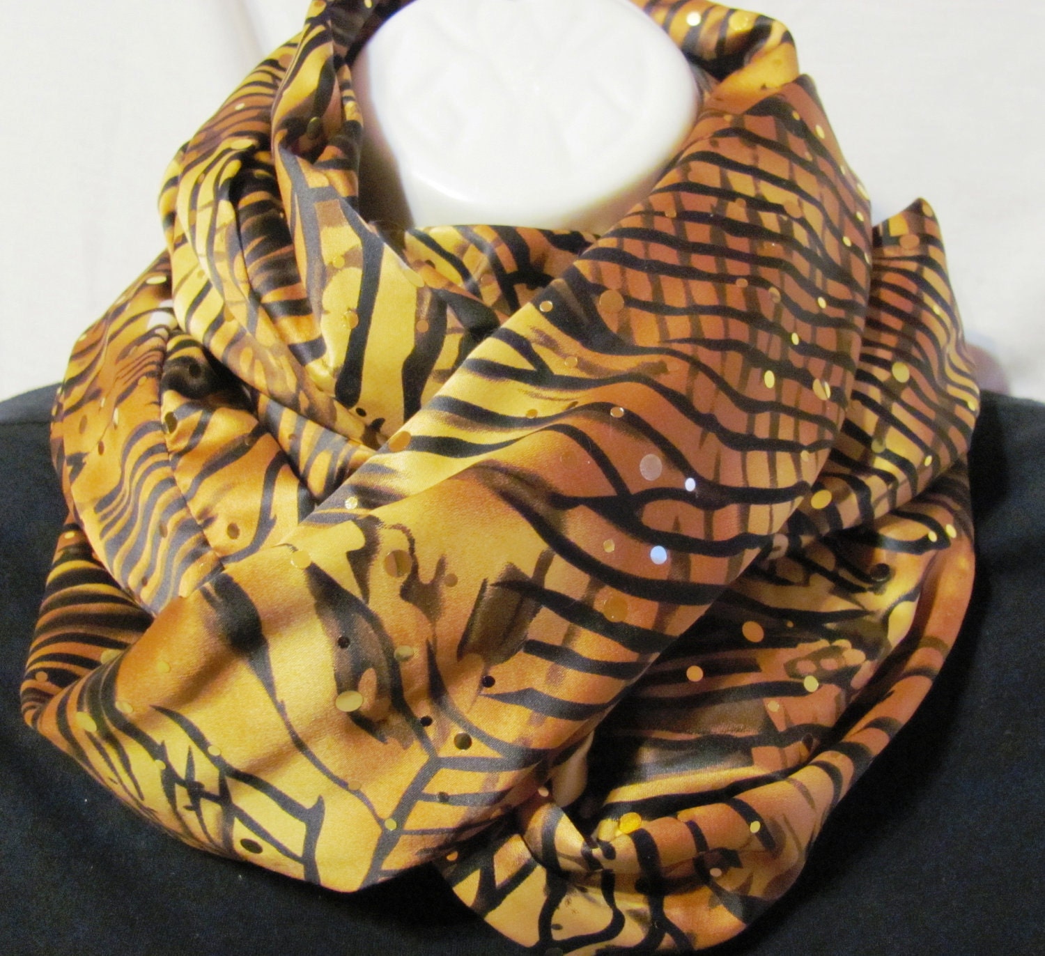 Orange and Black Animal Print Infinity Scarf