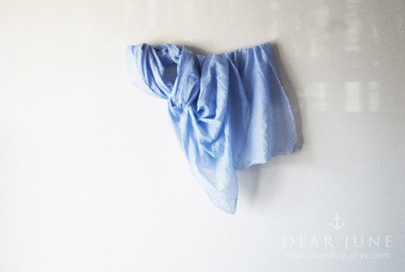 SKY - hand dyed cotton scarf. Oversized, lightweight wrap, shawl. Fashion, women accessories. Valentine's gift.
