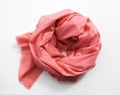 CORAL - hand dyed cotton scarf. Oversized, lightweight wrap, shawl. Fashion, women accessories. Valentine's gift.