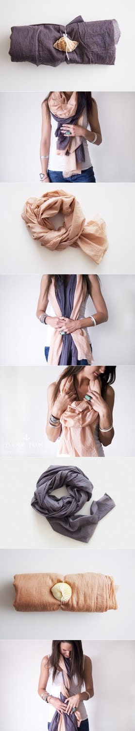 SAND & STORM SET - 2 cotton scarves. Hand dyed. Oversized, lightweight wrap, shawl. Fashion, women accessories. Valentine's gift.