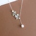 Two Silver Orchids and Ivory Freshwater Pearl with Sterling Silver Chain -- Silver Necklace