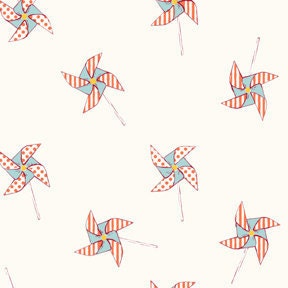 Michael Miller - Sarah Jane - Children At Play - Pinwheels in Cream - Fat Quarter - 100% Cotton