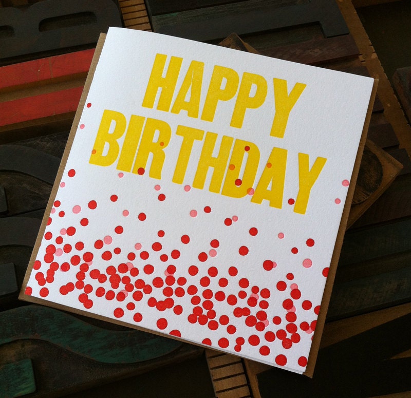 Confetti Happy Birthday Letterpress Card