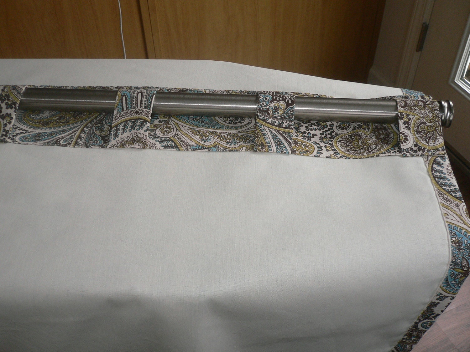 Pair of Custom Curtains or Drapes, 50 x 84 inches at this price, any size available, modern design, P. Kaufmann Luca in teal