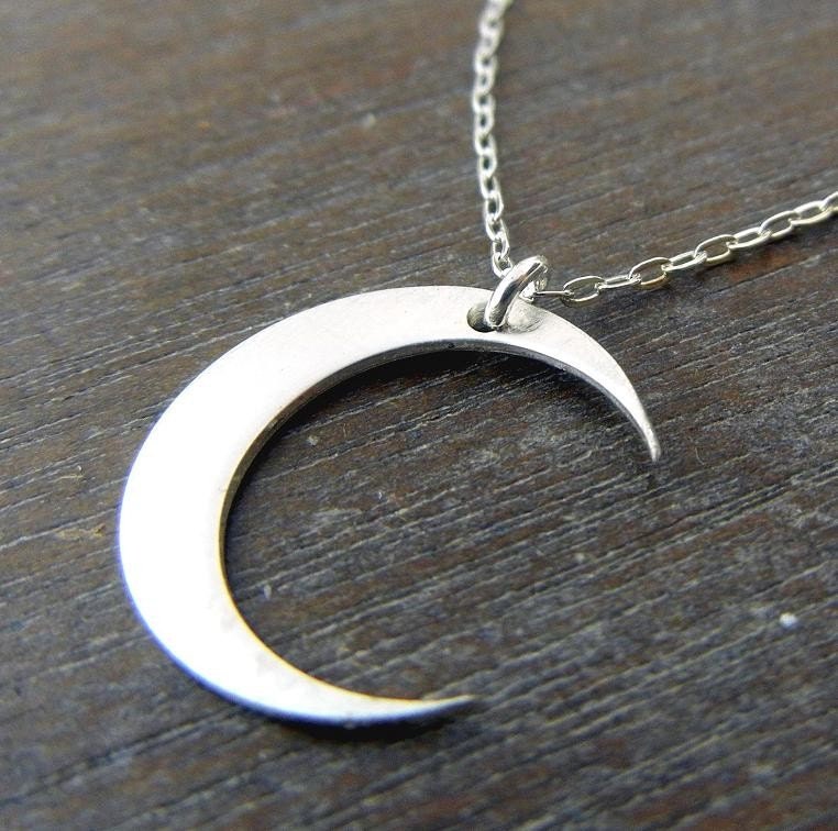 Moon Necklace - MIDNIGHT Brushed Sterling Silver Crescent Moon Necklace