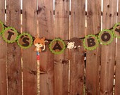 Woodland Creatures Banner Baby Shower with Deer, Squirrel, Hedgehog and Fox