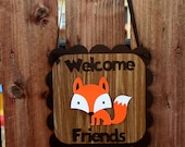 Woodland Creatures Fox Door Sign Welcome Friends