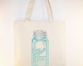 Ball Mason Jar Vintage Image on 15x15 Canvas Tote-- other bag sizes available