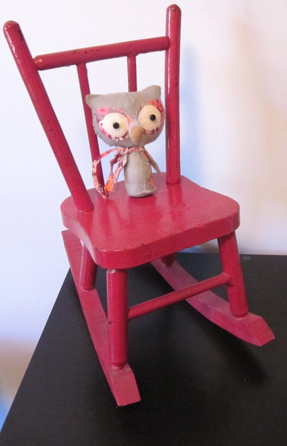 Vintage 1950's Red Wood Doll Rocking Chair
