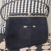 vintage 60's Tubular Gold Frame Kelly Handbag Navy Blue Purse