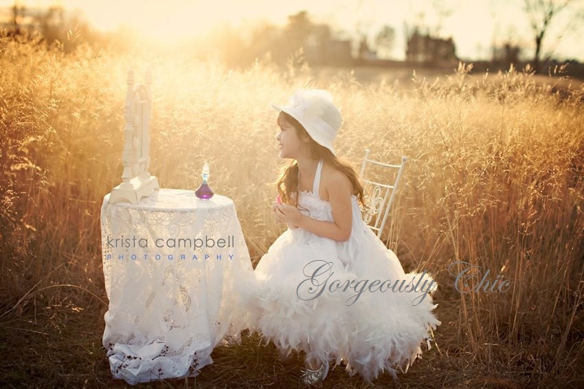Classic White Couture Pettidress and matching hat or headband- Flower Girl, Holiday, Baptism, Christening