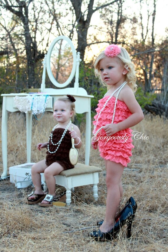 Glamorous Vintage Rose lace petti romper, photography prop, birthday free matching headband