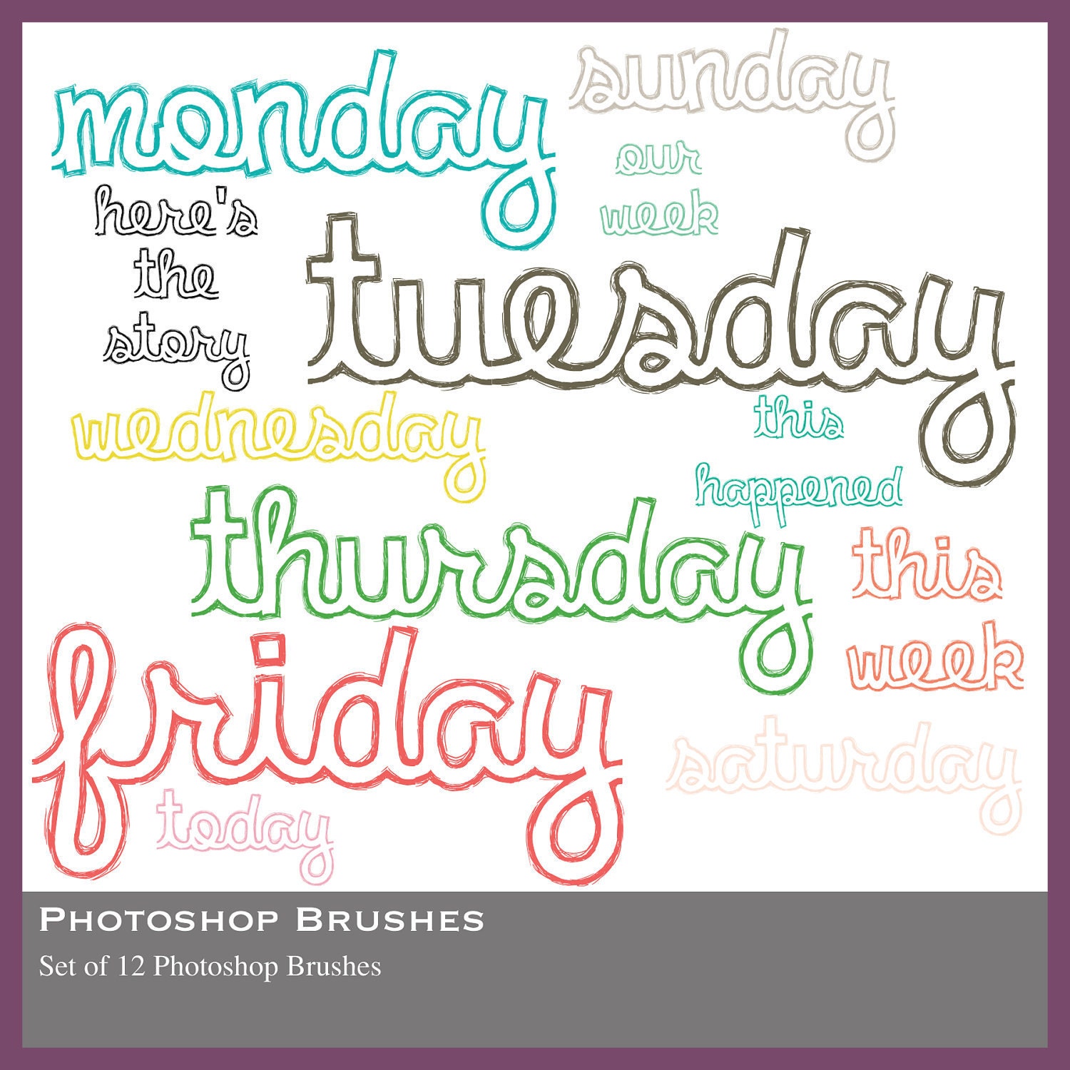 Photoshop Brushes - Sketch Titles & Days of the Week