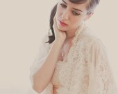 Ready to ship - Swan Queen Scalloped Lined Bridal lace & silk kimono getting ready robe