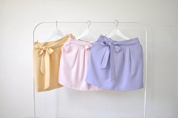 Joy Holiday bow skirt pink lavender corn yellow Spring pastels XS S M L
