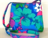 Messenger Bag - Vintage Vibrant Blue & Purple Tropical