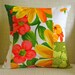16 x 16 Pillow Cover - Vintage Tropical, Floral Patchwork - White, Yellow, Green & Pink