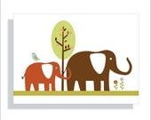 Elephants and Trees Kids Bathroom Art Prints, Children's Art Prints, Nursery Wall Art- inspired by Target- Set of three 8x10
