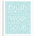 Brush, Wash, Scrub Bathroom Wall Art Typography Print - 11x14