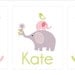 Childrens Art Prints, Nursery Wall Art, Baby room decor , - Elephants, Birds, Owls and Tree- Pink and Green- Set of three 11x14 Personalized