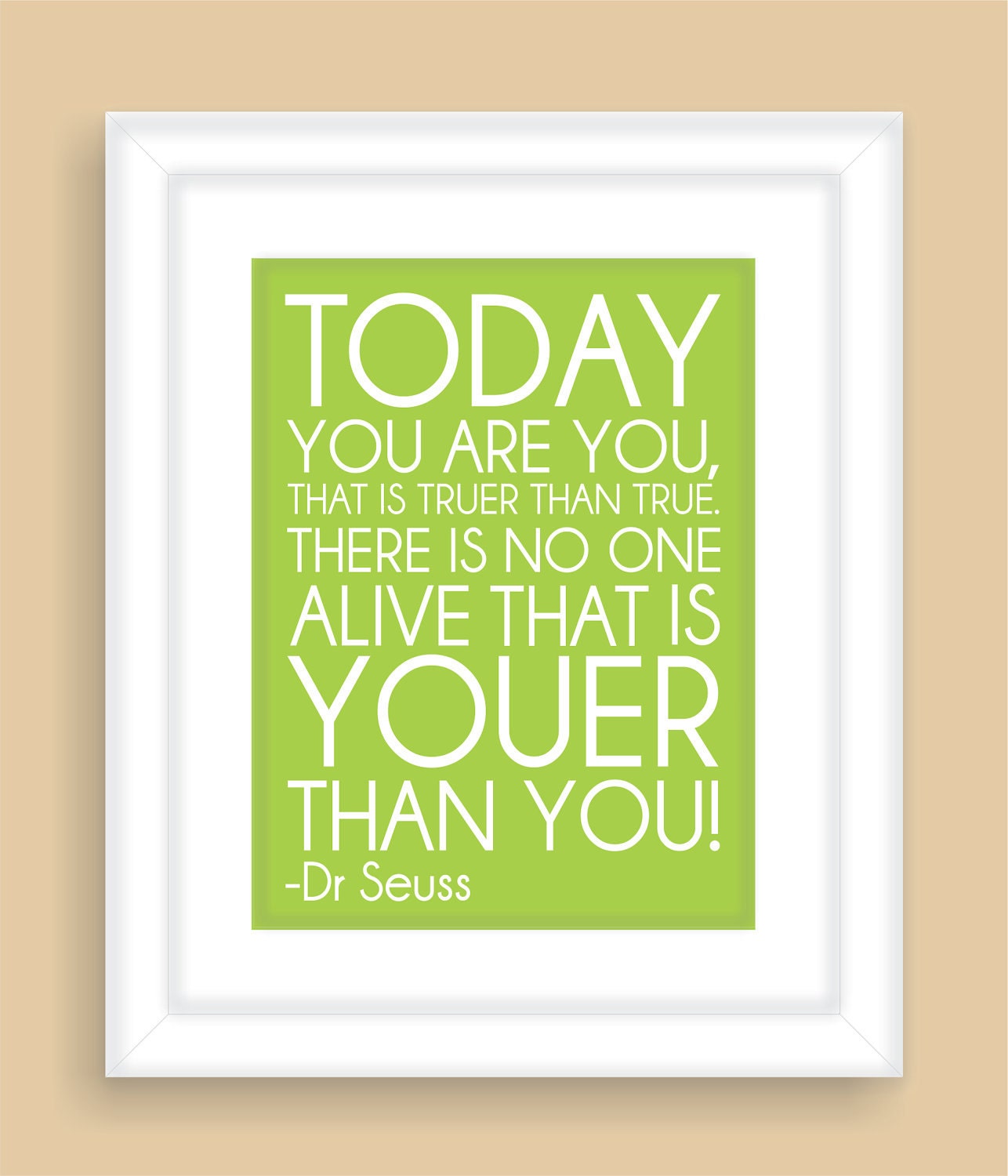 Dr. Seuss Quote "Today" Modern Art Print Typography Nursery wall decor, Kids Wall Art, Playroom wall art-8x10