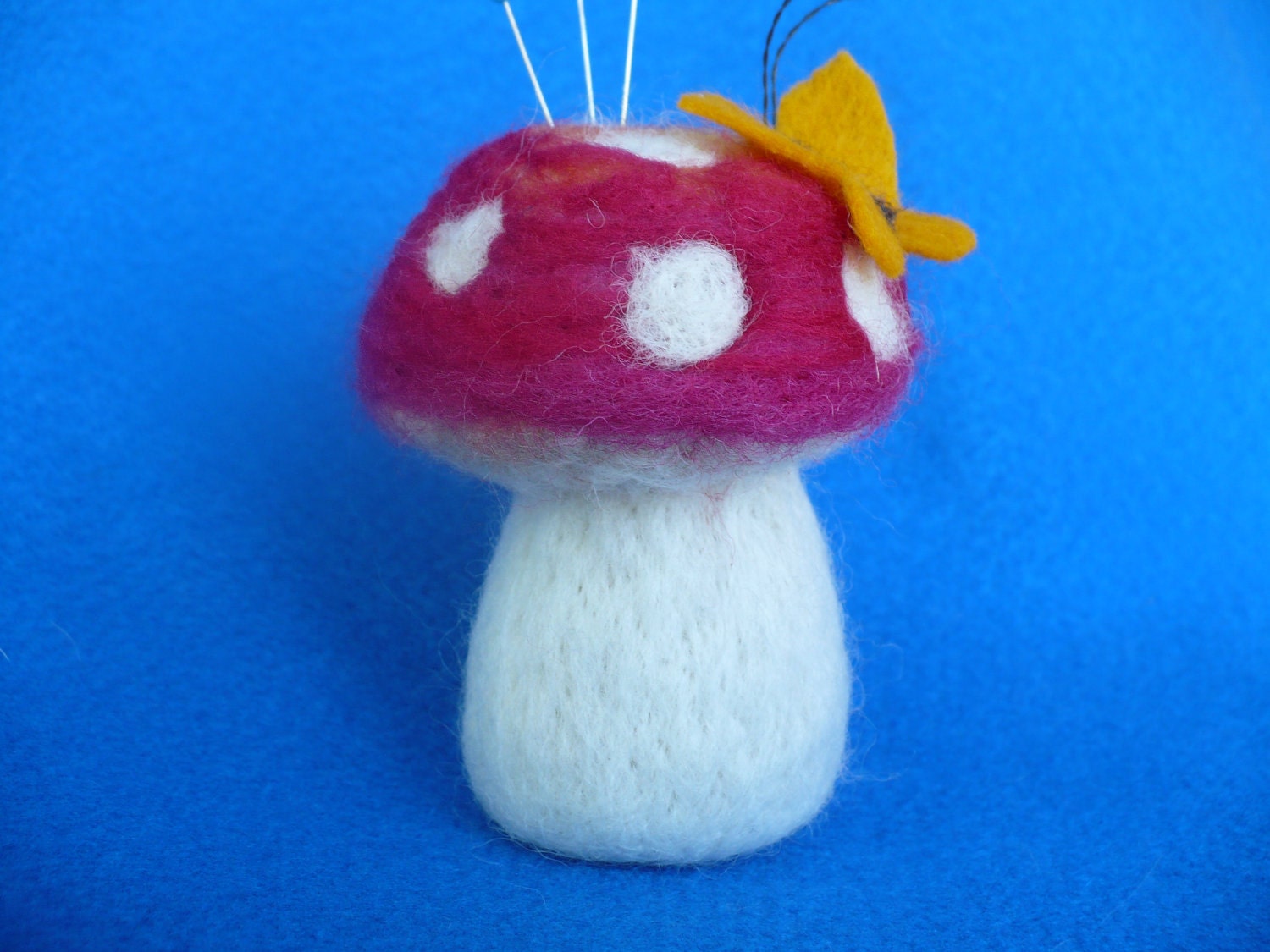 Needle felted Mushroom Toadstool Collectible Pincushion Needlecraft OOAK by Grannancan