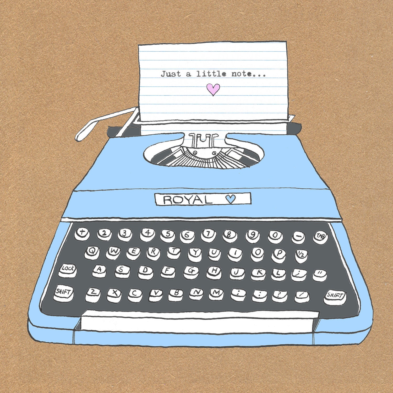 Just A Little Note - Typewriter Illustrated Note Card