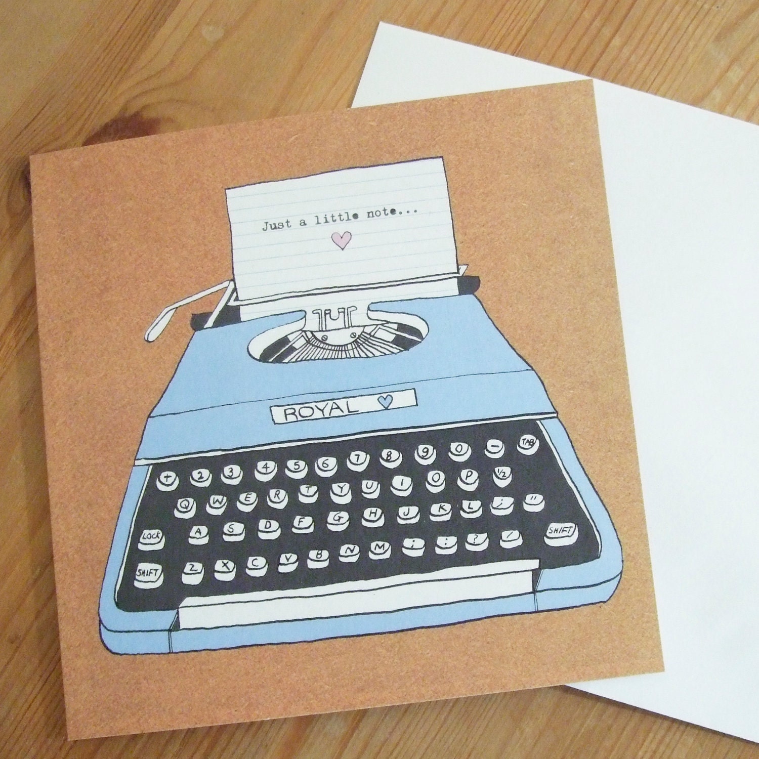 Just A Little Note - Typewriter Illustrated Note Card
