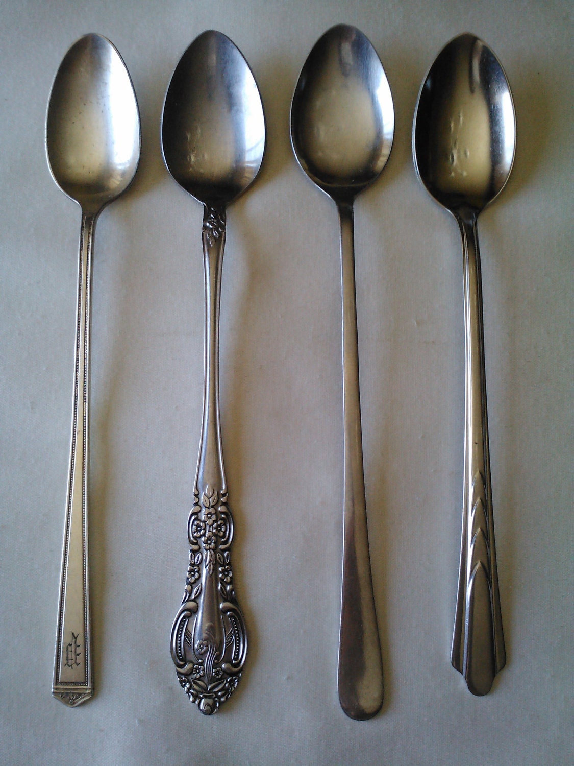 vintage teaspoons extra long handled service by gemSTUDIOvintage