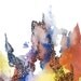 abstract watercolor art print in red, yellow, purple, blue