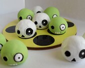 Tic Tac Toe - Handmade Board Game - Zombies' Heads Vs. Skulls - MADE TO ORDER