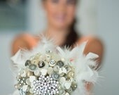 Vintage Bridal Button Brooch & Jewellery Bouquet Shabby  Chic Wedding Bride