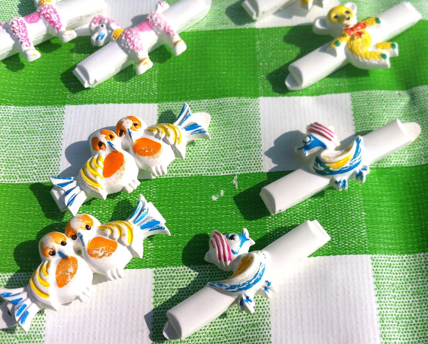 Animal Hair Instant Collection Clips Painted Assorted Vintage 1980s Set of 10