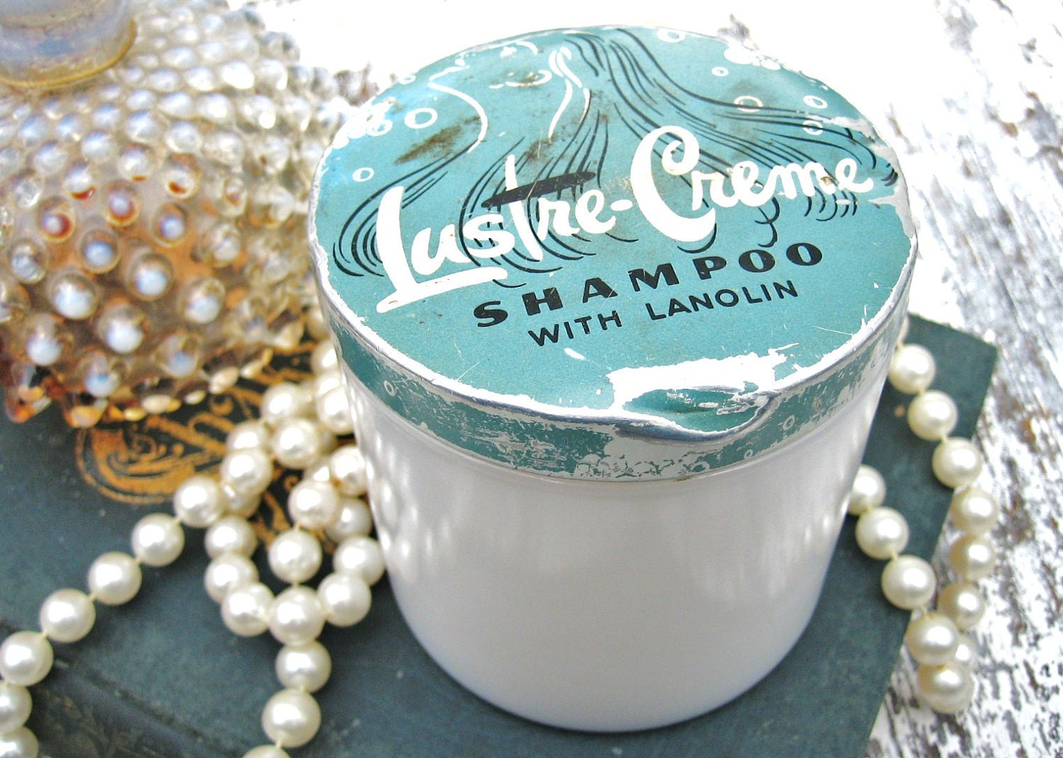 Milkglass Shampoo Jar Vintage Luste Creme
