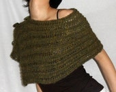 Long Knit Scarf Cashmere Wool Green Wrap with Buttons for Women, First Spring Shawl - KS0001 - Aimarro