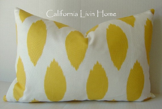Summer Solstice Ikat Lumbar Pillow Cover / 12" x 18" /  Corn Yellow / Decorative Pillow Cover / Yellow Pillow